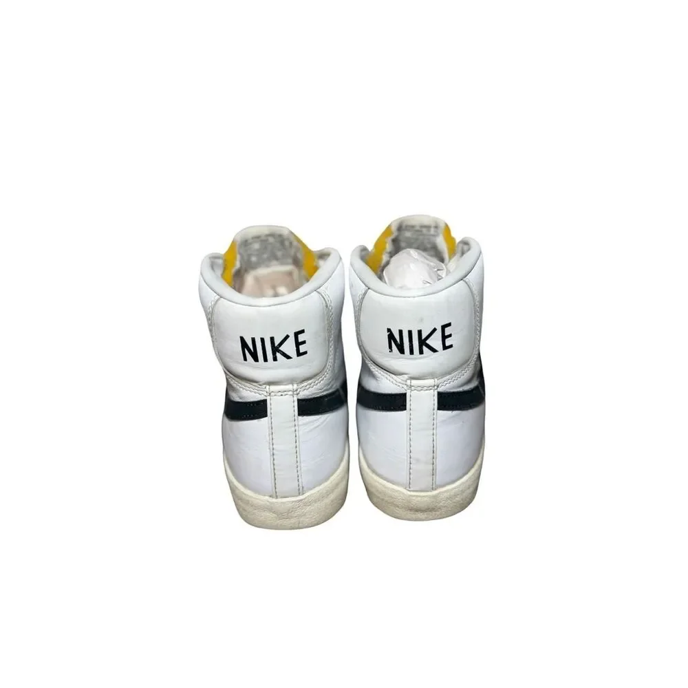 White High-Top Leather Sneaker with Black Swoosh - Men size 10